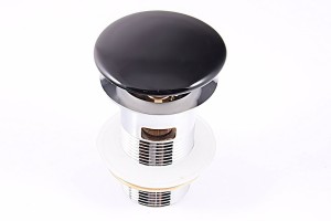 Klik klak do umywalki czarny ceramiczny z przelewem