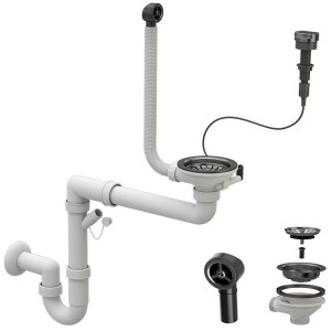 Syfon przyścienny automatyczny jednokomorowy – Czarny