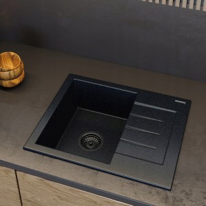 Zlewozmywak granitowy model MILANO czarny metalik