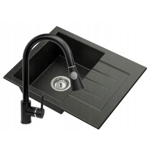 Zestaw MILANO 3 - zlew + bateria z wyciąganą wylewką + syfon + impregnat