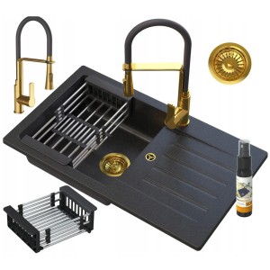 Zestaw TRIX Gold - zlew TRIX golden line - bateria Vegas - syfon - ociekarka - impregnat