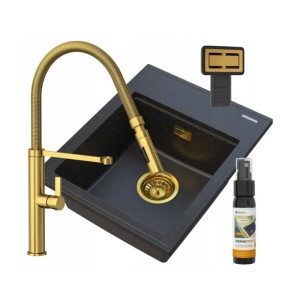 Zestaw Alor Gold - zlew - bateria Fuss- syfon