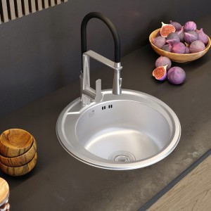 Zlewozmywak stalowy okrągły jednokomorowy chrom 49