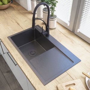 Zlewozmywak stalowy CZARNY z ociekaczem