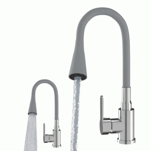 Bateria kuchenna szara chrom elastyczna zlew F3000