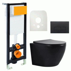 Zestaw podtynkowy czarny wc stelaż deska G-203