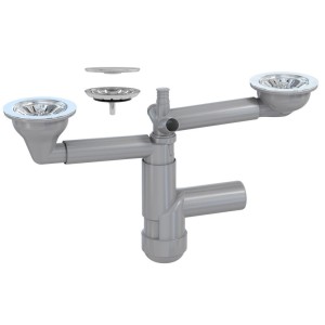 Syfon przyścienny PREVEX manualny dwukomorowy