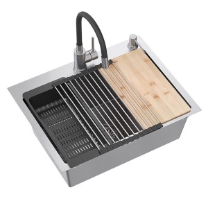 Zestaw: zlew stalowy Quadron Luke WORKSTATION + bateria +  dozownik + koszyk + mata + deska + syfon