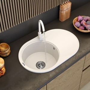 Zlewozmywak granitowy okrągły kuchenny jednokomorowy duży ociekacz  Savio