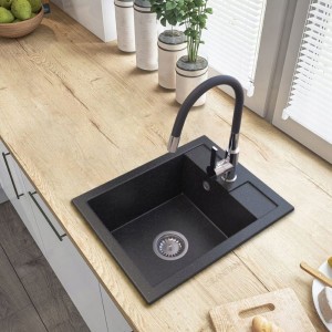 Zestaw - zlewozmywak granitowy Best - bateria flex - syfon manualny