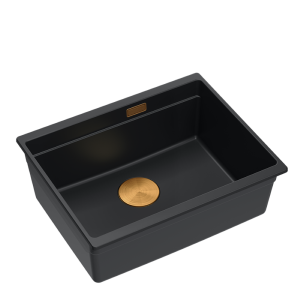 Logan 100 GraniteQ zlewozmywak pure carbon 1-komorowy podwieszany z syfonem manualnym miedziany/pure cerbon/złoty