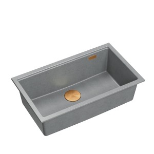 Logan 110 GraniteQ zlewozmywak silver stone 1-komorowy podwieszany z syfonem manualnym miedziany