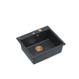 Morgan 110 GraniteQ zlewozmywak black diamond z syfonem Push To Open kol. miedziany/złoty/stal szlachetna 1-komorowy b/o + zaczepy 4 szt