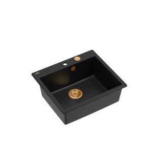 Morgan 110 GraniteQ zlewozmywak pure carbon z syfonem Push To Open kol. miedziany/złoty/stal szlachetna 1-komorowy b/o + zaczepy 4 szt
