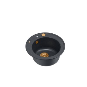 Morgan 210 GraniteQ zlewozmywak black diamond z syfonem Push To Open kol. miedziany/złoty/stal szlachetna okrągły 1-komorowy b/o + zaczepy 3 szt