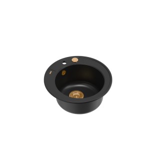 Morgan 210 GraniteQ zlewozmywak pure carbon z syfonem Push To Open kol. miedziany/złoty/stal szlachetna okrągły 1-komorowy b/o + zaczepy 3 szt