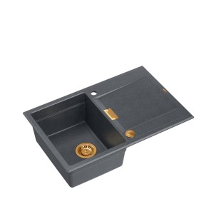 Owen 111 GraniteQ zlewozmywak z syfonem Push 2 Open 1-komorowy z/o black diamond elementy miedziane/stalowe/złote
