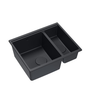 Quadron Logan 150 granitowy zlewozmywak kuchenny czarny mat + czarny mat/miedź PVD/złoto PVD