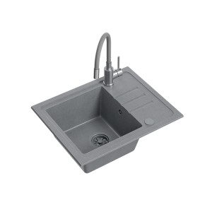 Quadron Ben 116 zlewozmywak granitowy szary + bateria szara + syfon szary + zaślepka szara