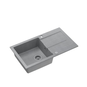 Quadron Christian 111 zlewozmywak granitowy silver stone z zaślepką i odpływem silver stone