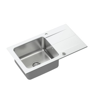 Quadron Edward 111 Fusion HardRock alabaster z komorą stalową z syfonem manualnym i zaślepką