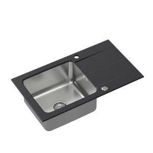 Quadron Edward 111 Fusion HardRock onyx z komorą stalową z syfonem manualnym i zaślepką