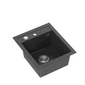 Quadron Johnny 100 GraniteQ zlewozmywak granitowy black dotted 1-komorowy z/o z syfonem i zaślepką stal szlachetna - czarny
