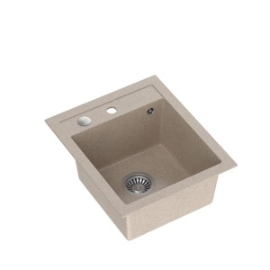 Quadron Johnny 100 GraniteQ zlewozmywak granitowy river sand 1-komorowy z/o z syfonem i zaślepką stal szlachetna - beżowy