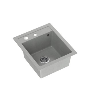 Quadron Johnny 100 GraniteQ zlewozmywak granitowy silver stone 1-komorowy z/o z syfonem i zaślepką stal szlachetna