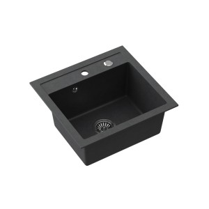 Quadron Johnny 110 GraniteQ zlewozmywak granitowy black dotted 1-komorowy b/o z syfonem i zaślepką stal szlachetna - czarny