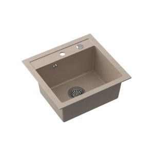 Quadron Johnny 110 GraniteQ zlewozmywak granitowy river sand 1-komorowy b/o z syfonem i zaślepką stal szlachetna - beżowy