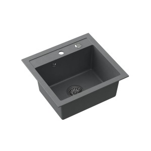 Quadron Johnny 110 GraniteQ zlewozmywak granitowy silver stone 1-komorowy b/o z syfonem i zaślepką stal szlachetna