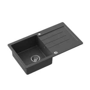 Quadron Johnny 111 GraniteQ zlewozmywak granitowy black dotted 1-komorowy z/o z syfonem i zaślepką stal szlachetna