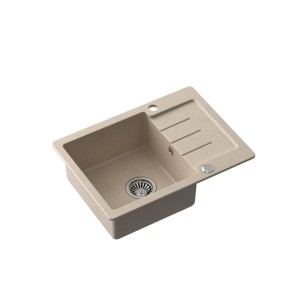 Quadron Johnny 116 GraniteQ zlewozmywak granitowy river sand 1-komorowy z/o z syfonem i zaślepką stal szlachetna - beżowy