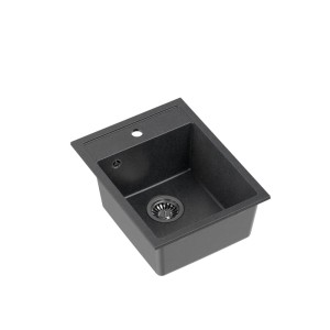 Quadron Johnny 90 GraniteQ zlewozmywak granitowy black dotted 1-komorowy z/o z syfonem stal szlachetna - czarny