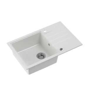 Quadron Peter 111 GraniteQ zlewozmywak granitowy snow white 1-komorowy z/o z syfonem i zaślepką