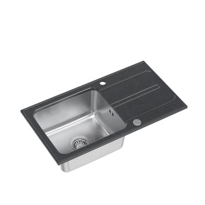 Ralph 111 Fusion GraniteQ black dotted z komorą stalową z syfonem manualnym i zaślepką - czarny