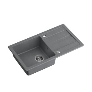 Tom 111 zlewozmywak granitowy szary + syfon + zaślepka