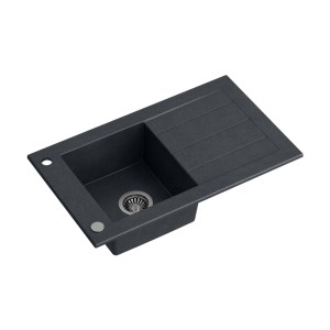 Will zlewozmywak granitowy 1-komorowy czarny z zaślepką i odpływem