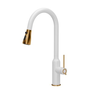 Jessica Q Line Pull out shower SteelQ snow white mat/Nano PVD miedź