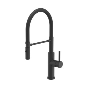 Quadron bateria kuchenna Andy stalowa bateria kuchenna z ruchomą wylewką, pure carbon / wąż czarny