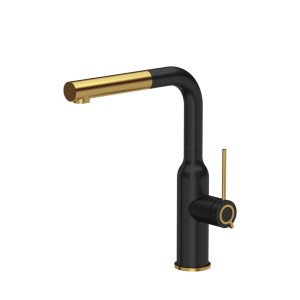 Quadron bateria kuchenna Angelina Q Line Pull out SteelQ pure carbon mat/Nano PVD złoty