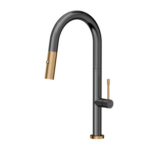 Quadron Felicity T Line SteelQ bateria kuchennaz wyciąganą wylewką graphite metal / Nano PVD miedź