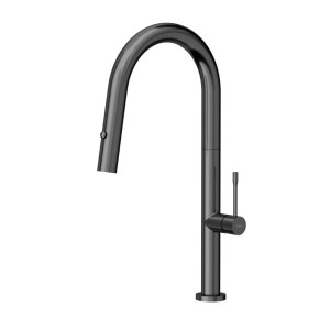 Quadron Felicity T Line SteelQ bateria kuchenna z wyciąganą wylewką z funkcją prysznica, graphite metal