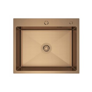 Zlew stalowy jednokomorowy Rose Gold Bari 60 + syfon