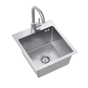 Quadron Luke 90 zlewozmywak stalowy z syfonem 1-komorowy b/o + bateria stalowa