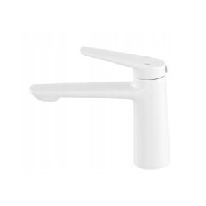 Bateria umywalkowa biała niska łazienkowa mosiężna stojąca kran Nave