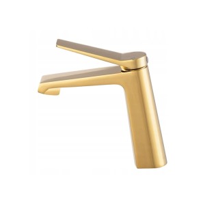 Bateria umywalkowa złota niska łazienkowa mosiężna nowoczesny kran Selva