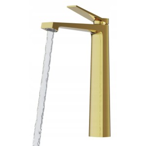 Bateria umywalkowa złota wysoka łazienkowa mosiężna nowoczesny kran Selva