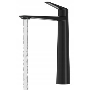 Bateria umywalkowa czarna wysoka łazienkowa mosiężna stojąca kran Nave